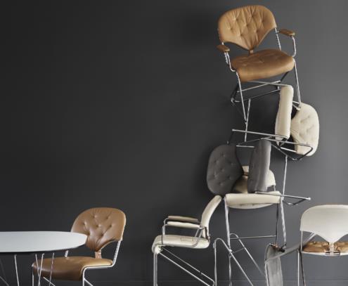 Sam fauteuil chrome naturale camel