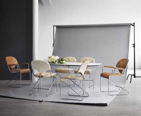 Chaise Sam chrome naturale perle